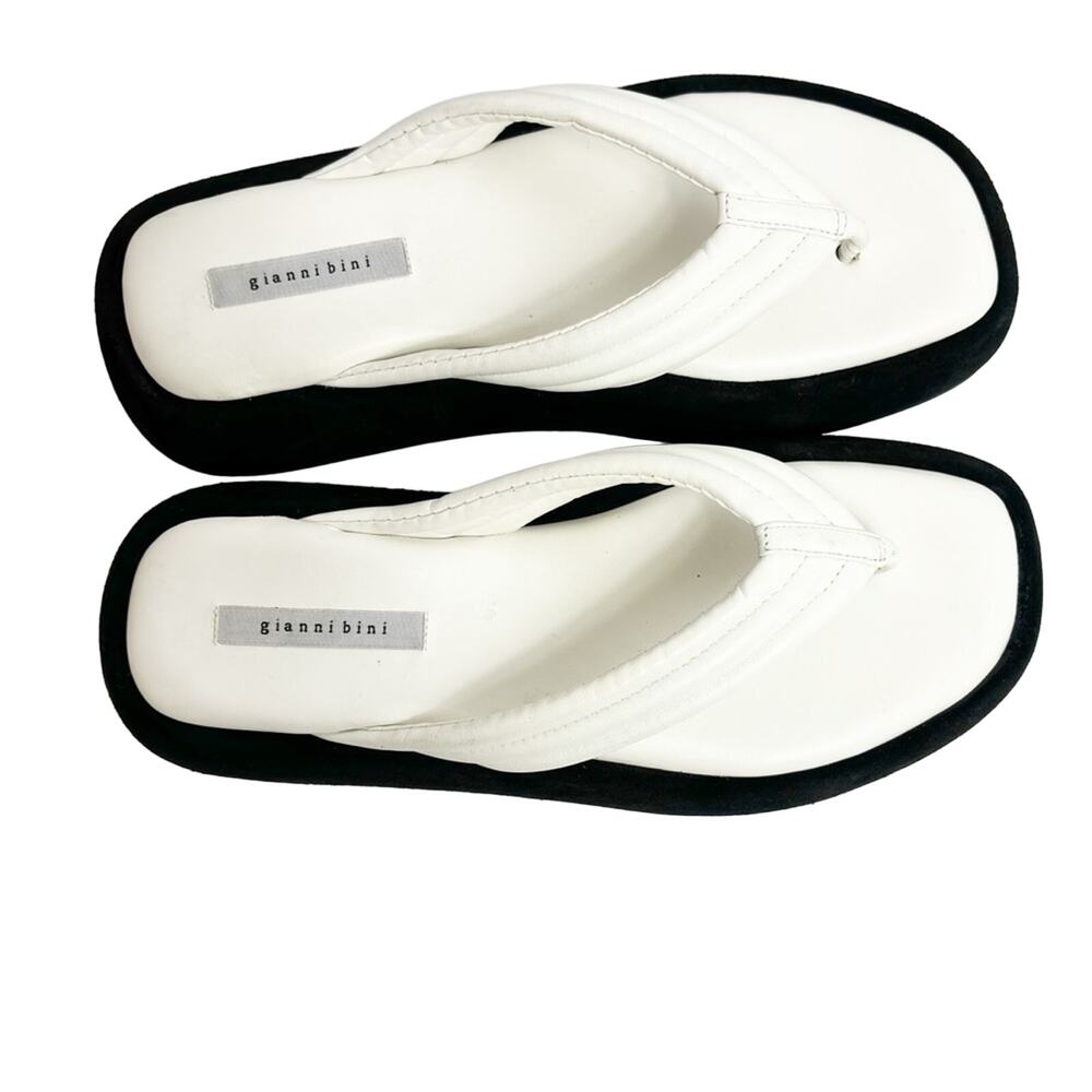 GIANNI BINNI WESLEY WHITE BLACK WOMEN SANDALS SIZE 8M LEATHER PLATFORM - Picture 7 of 10